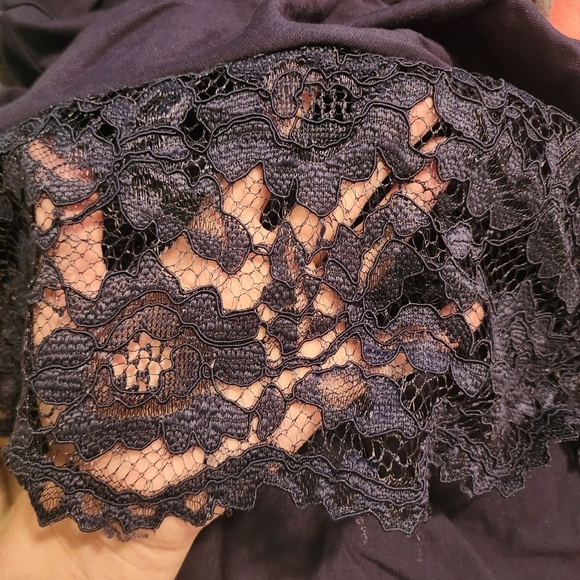 Signature Collection Navy Lace Trim Dress Women's Small S Sleeveless Round Neck - Picture 4 of 7